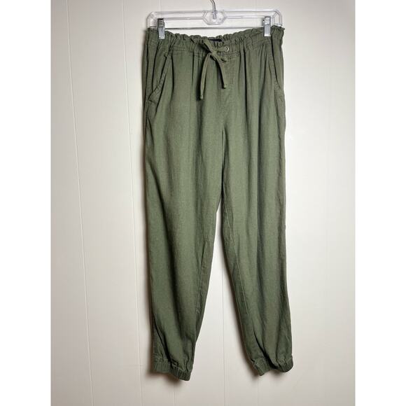 Sanctuary Linen Blend Pull On Jogger Pants Olive Green Pockets Size Medium - Picture 1 of 12